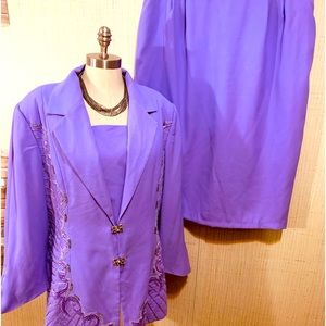 KB Purple Women Skirt Suit 2 Pc Sz 18w